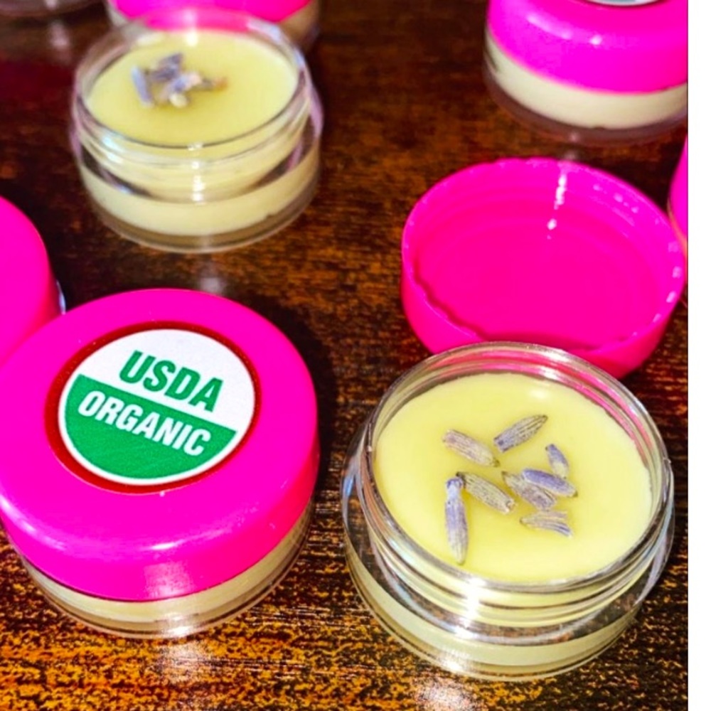 2 organic lavender lemon eucalyptus lip balms
